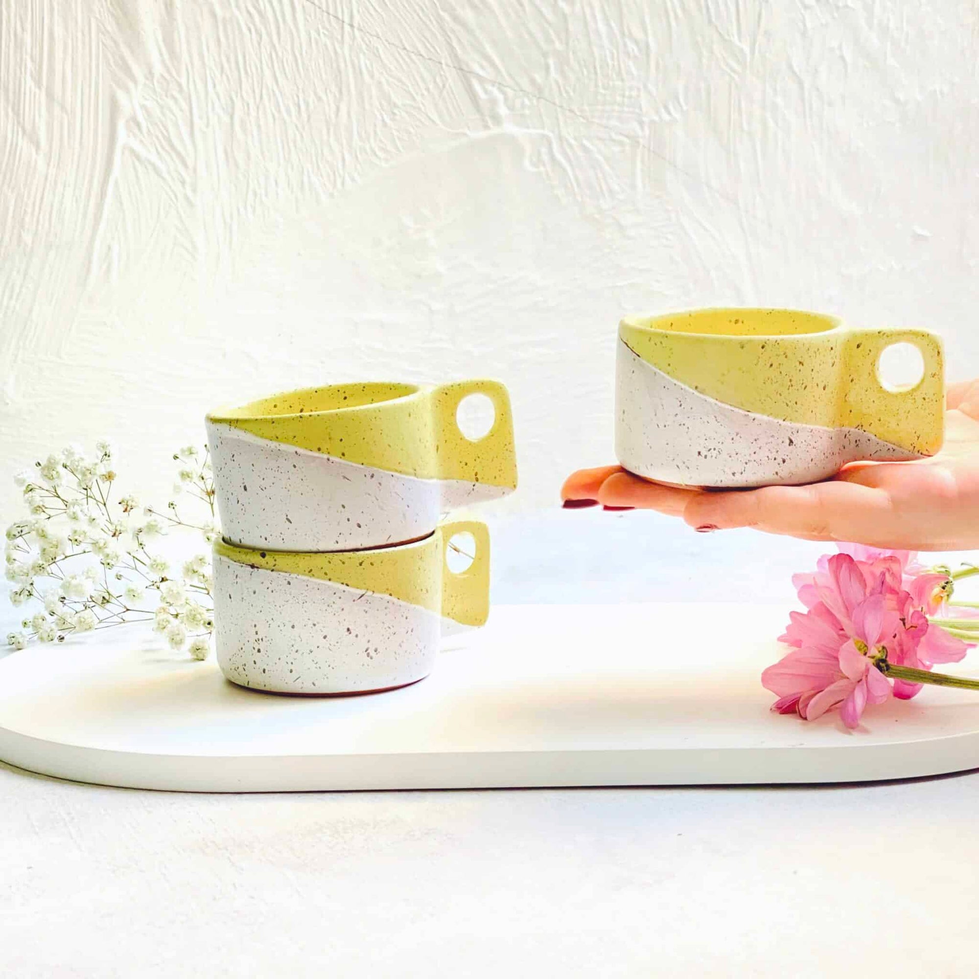2 Yellow Espresso cup