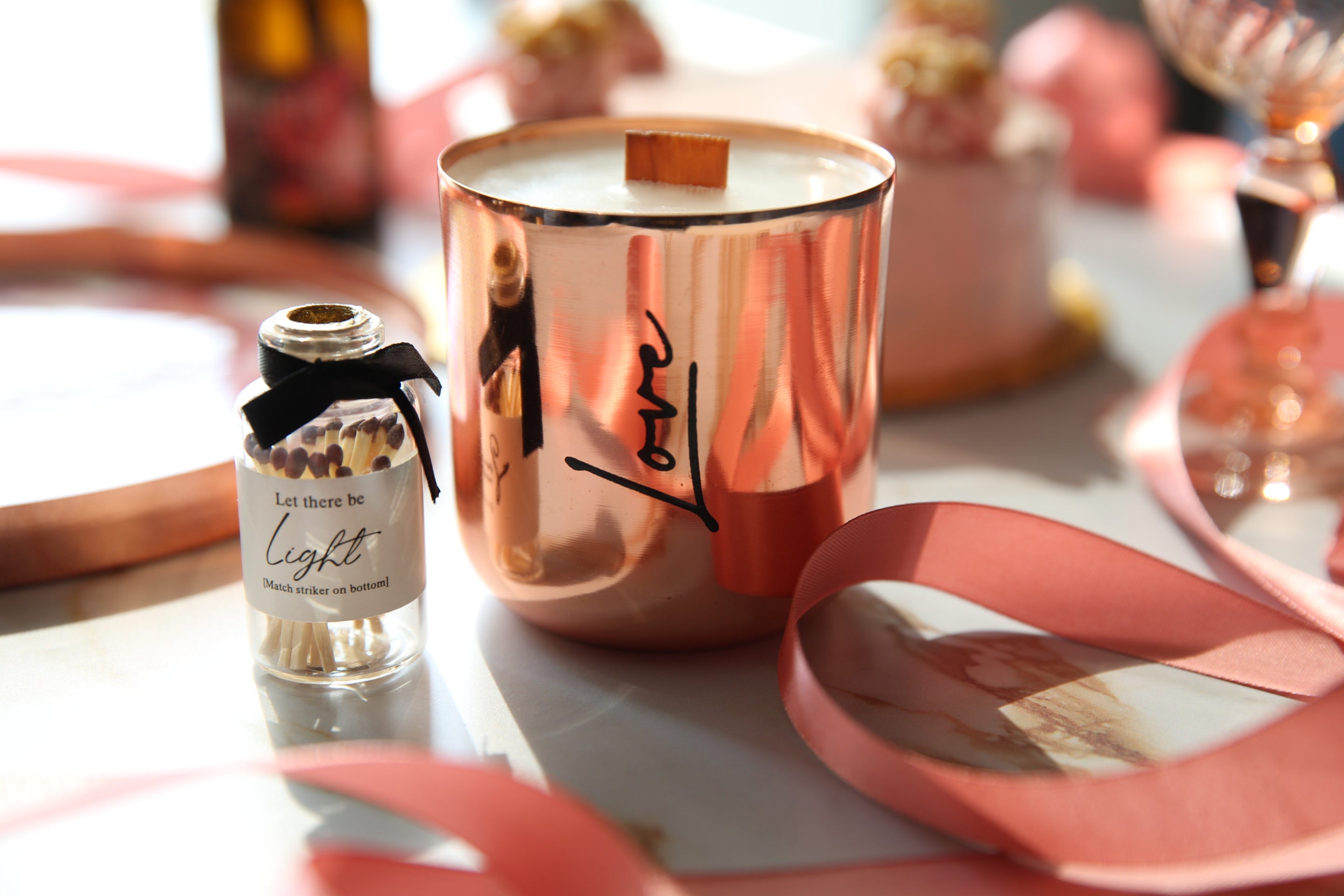 Rose Gold COPPER Love woodenwick candle