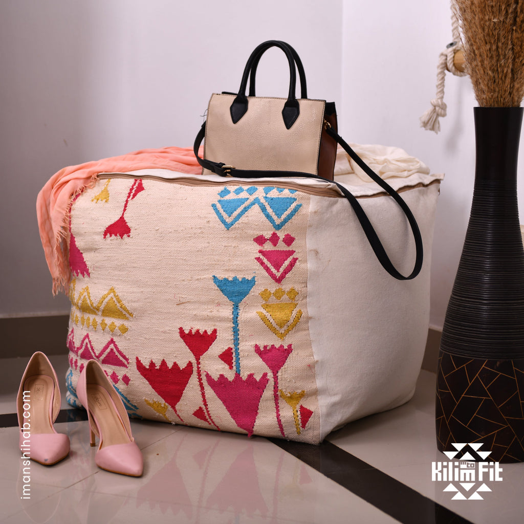 Lotus Cotton Kilim Pouf