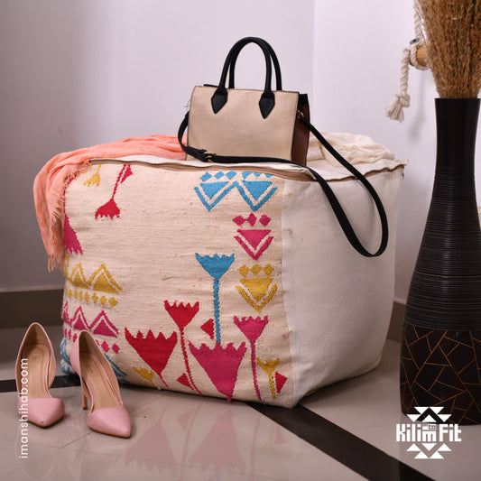 Lotus Cotton Kilim Pouf