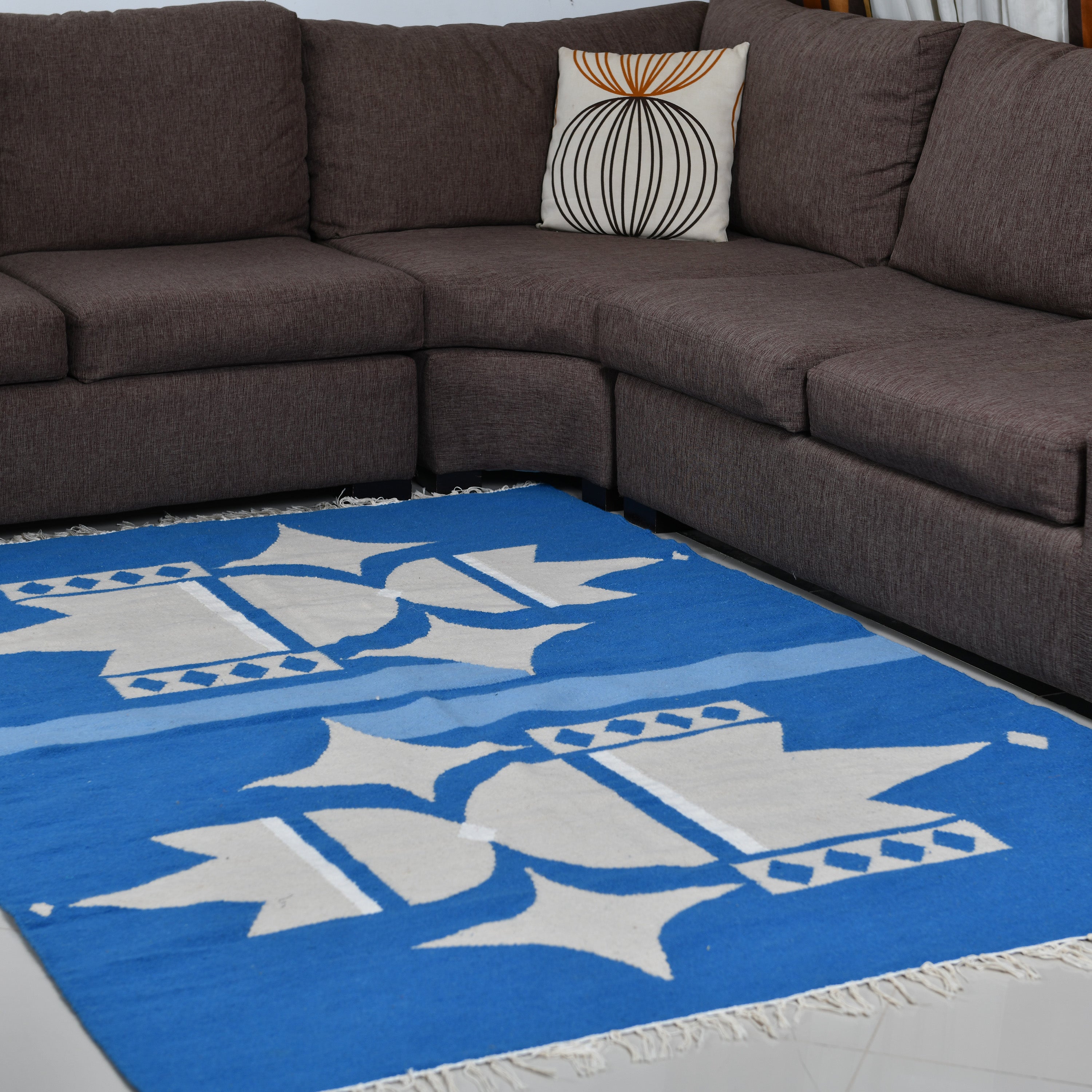 Lotus Flower Wool Kilim Carpet