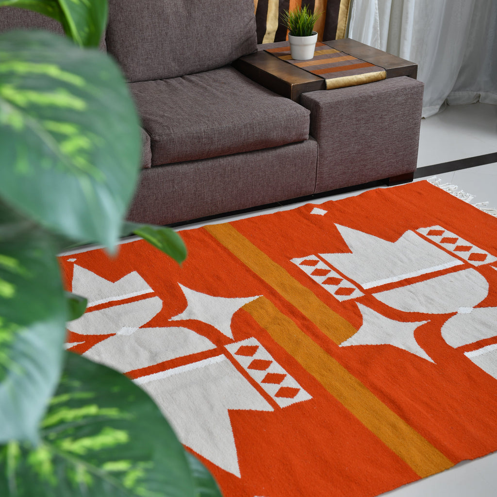 Lotus Flower Wool Kilim 1.5 m x 2 m