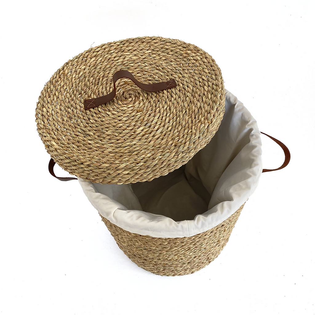 Halfa Laundry Basket with Hood & Leather Handle