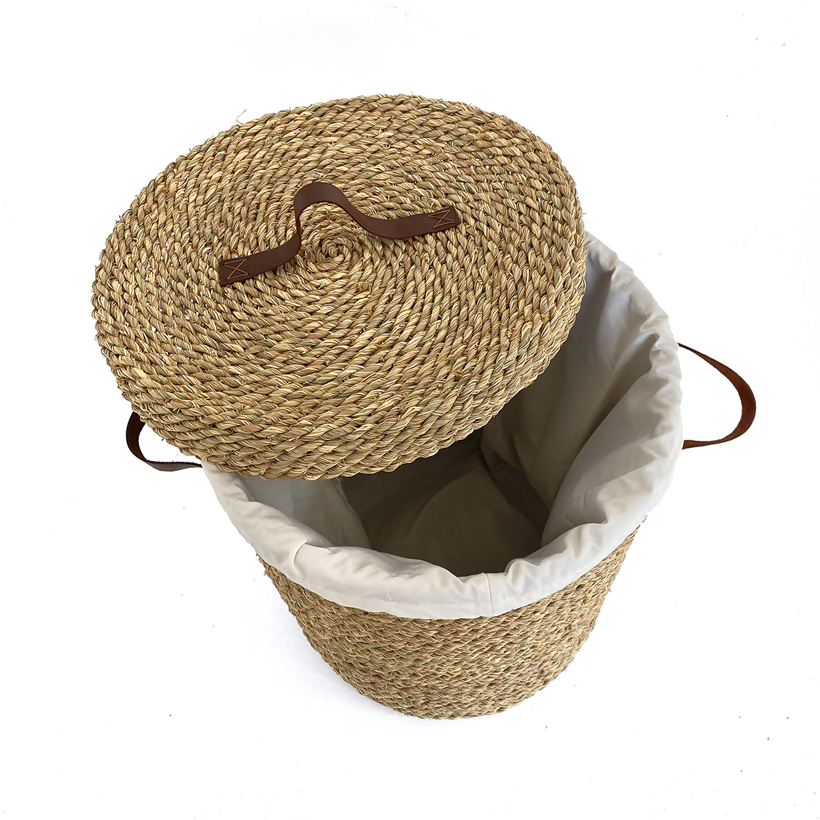 Halfa Laundry Basket with Hood & Leather Handle