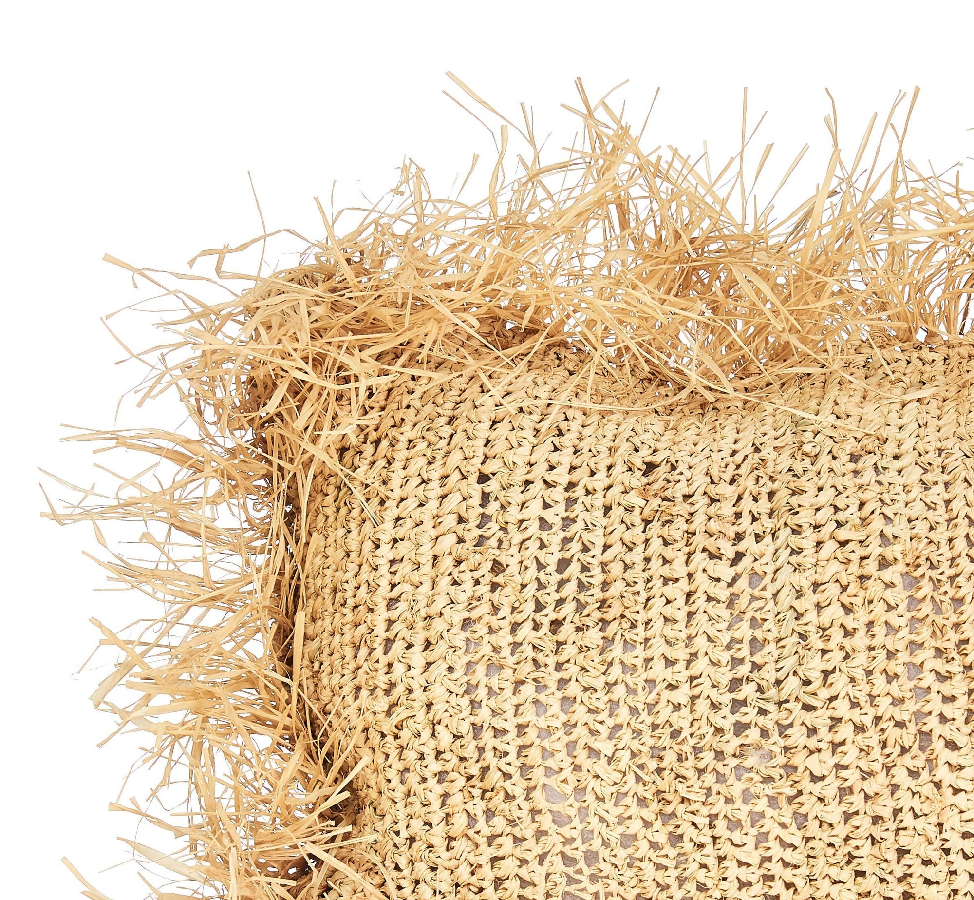 Rectangle Raffia Cushion with Fringes