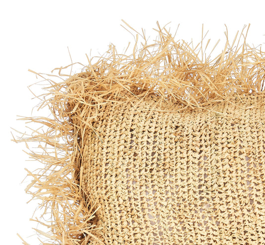 Rectangle Raffia Cushion with Fringes