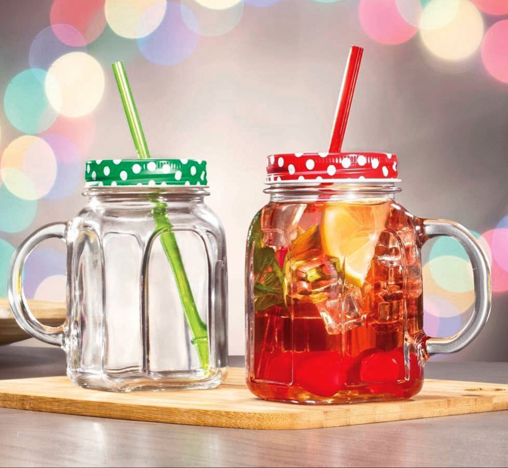 Pasabahce Homemade Jar Mug with Lid and Straw