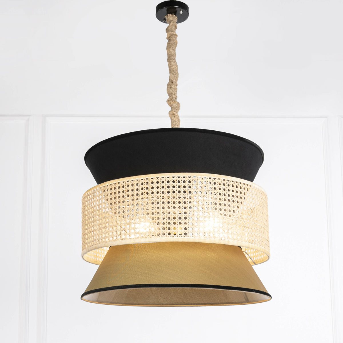 Black & Olive Canne Lamp Pendant