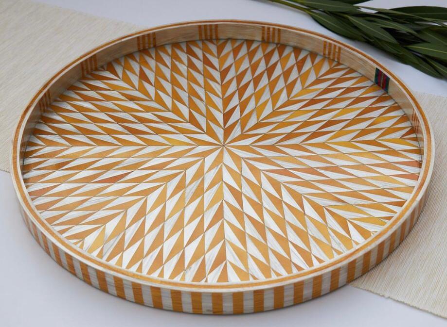 Gold and White Fever Round Tray