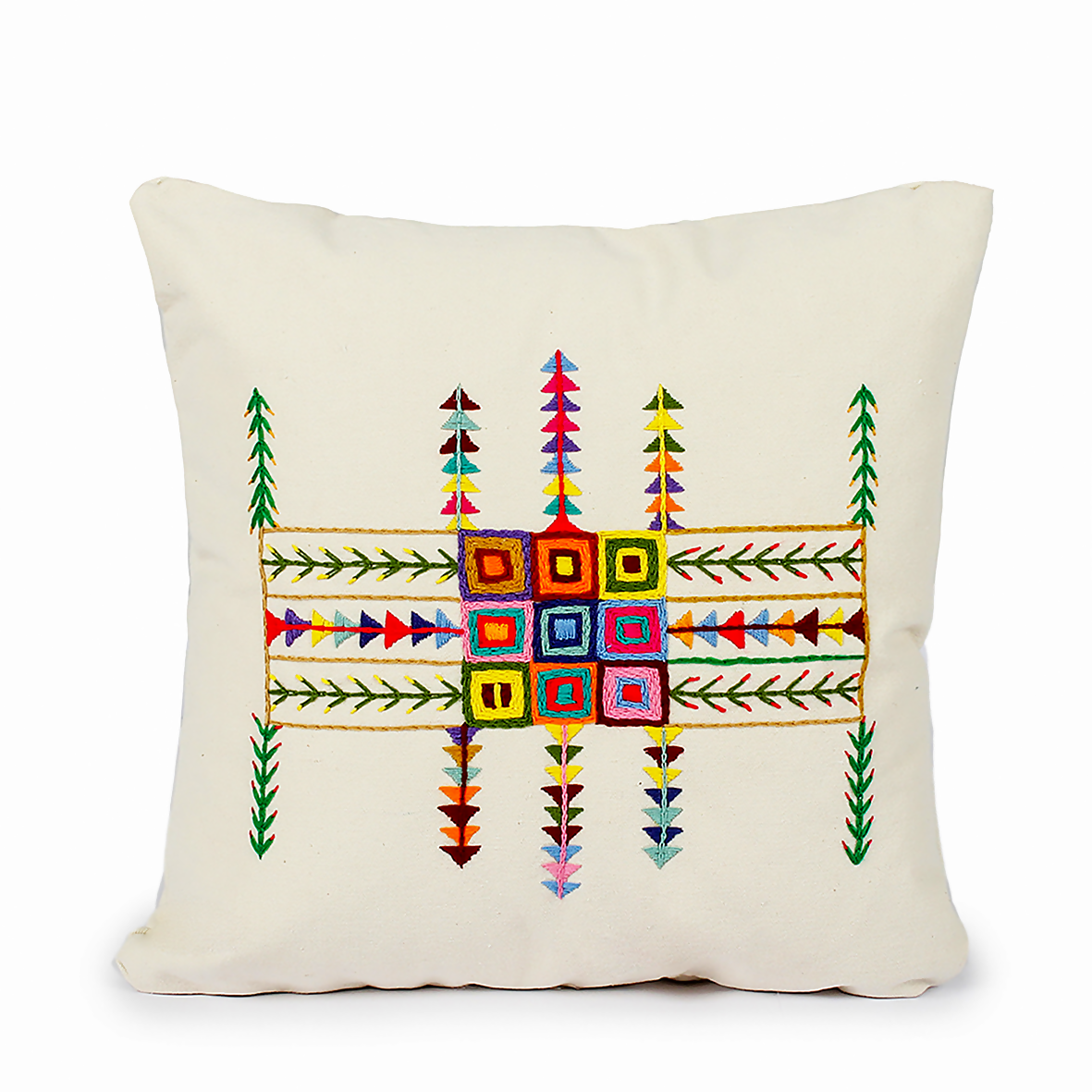 Embroidered Cotton Cushion Geometric