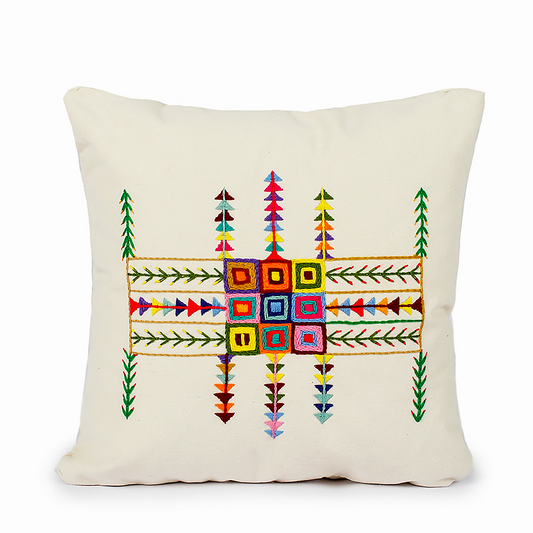 Embroidered Cotton Cushion Geometric