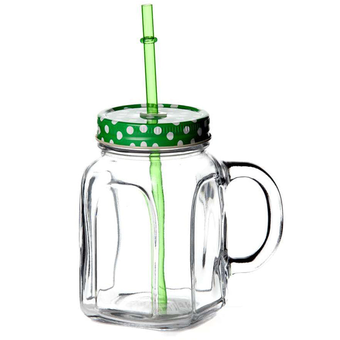 Pasabahce Homemade Jar Mug with Lid and Straw