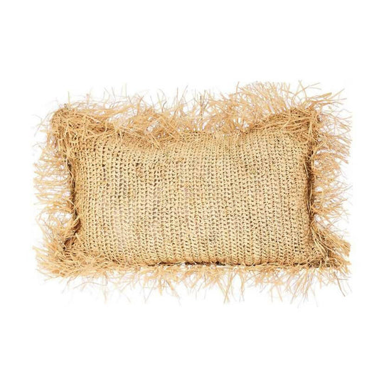 Rectangle Raffia Cushion with Fringes