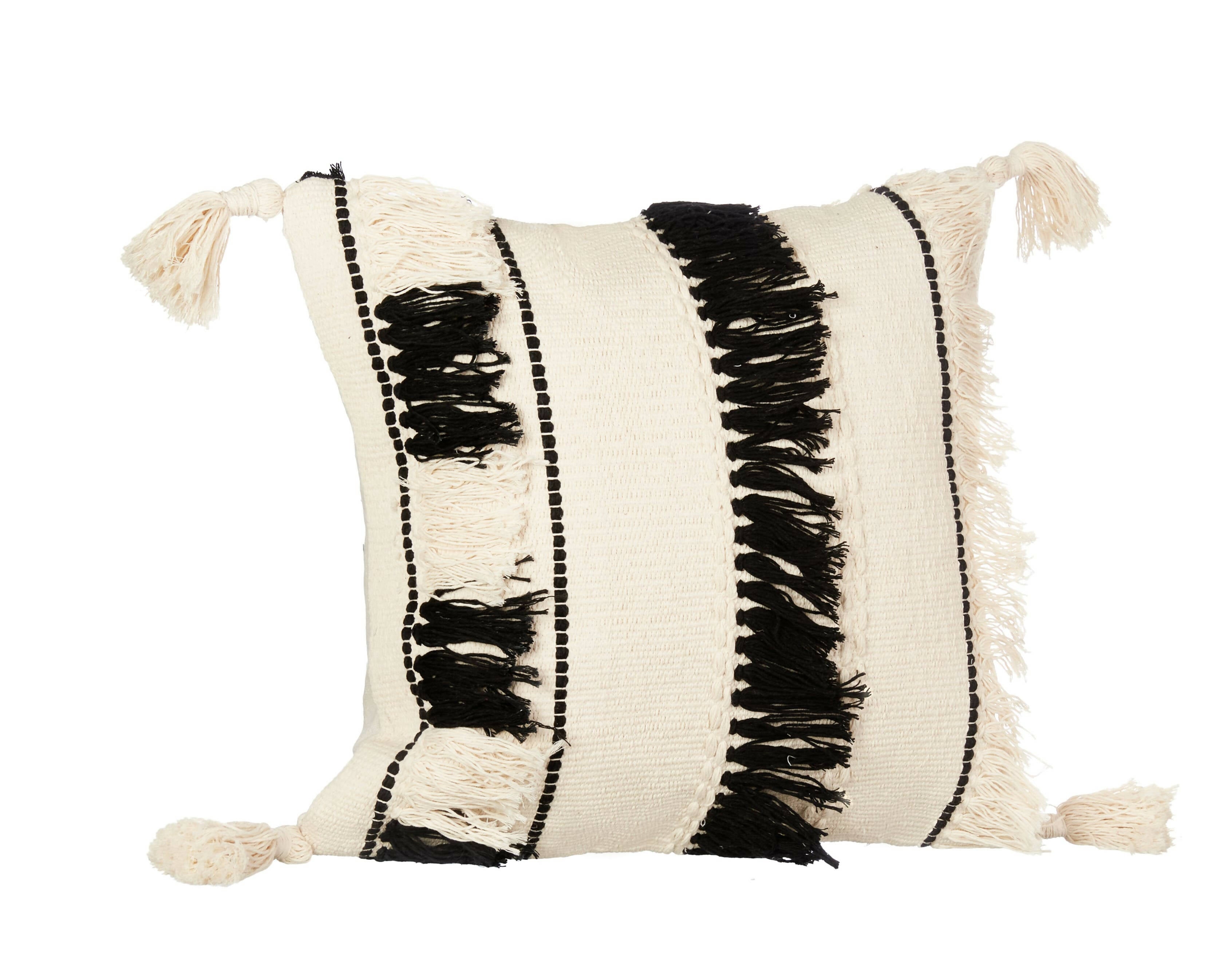 Black & White Fringes Cushion